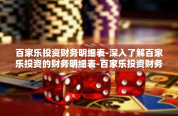 百家乐投资财务明细表-深入了解百家乐投资的财务明细表-百家乐投资财务明细表