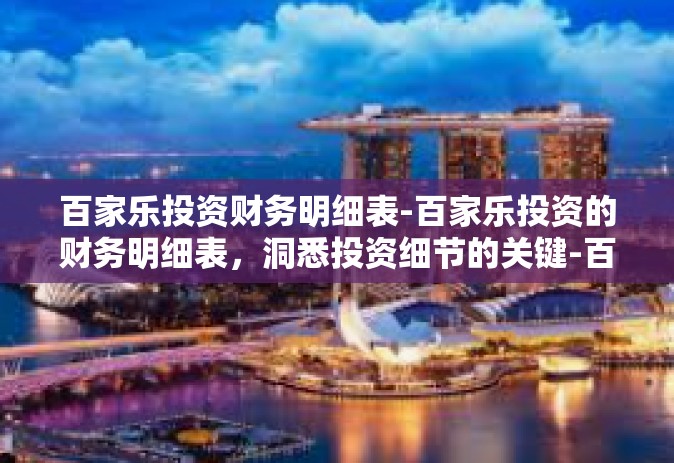百家乐投资财务明细表-百家乐投资的财务明细表，洞悉投资细节的关键-百家乐投资财务明细表